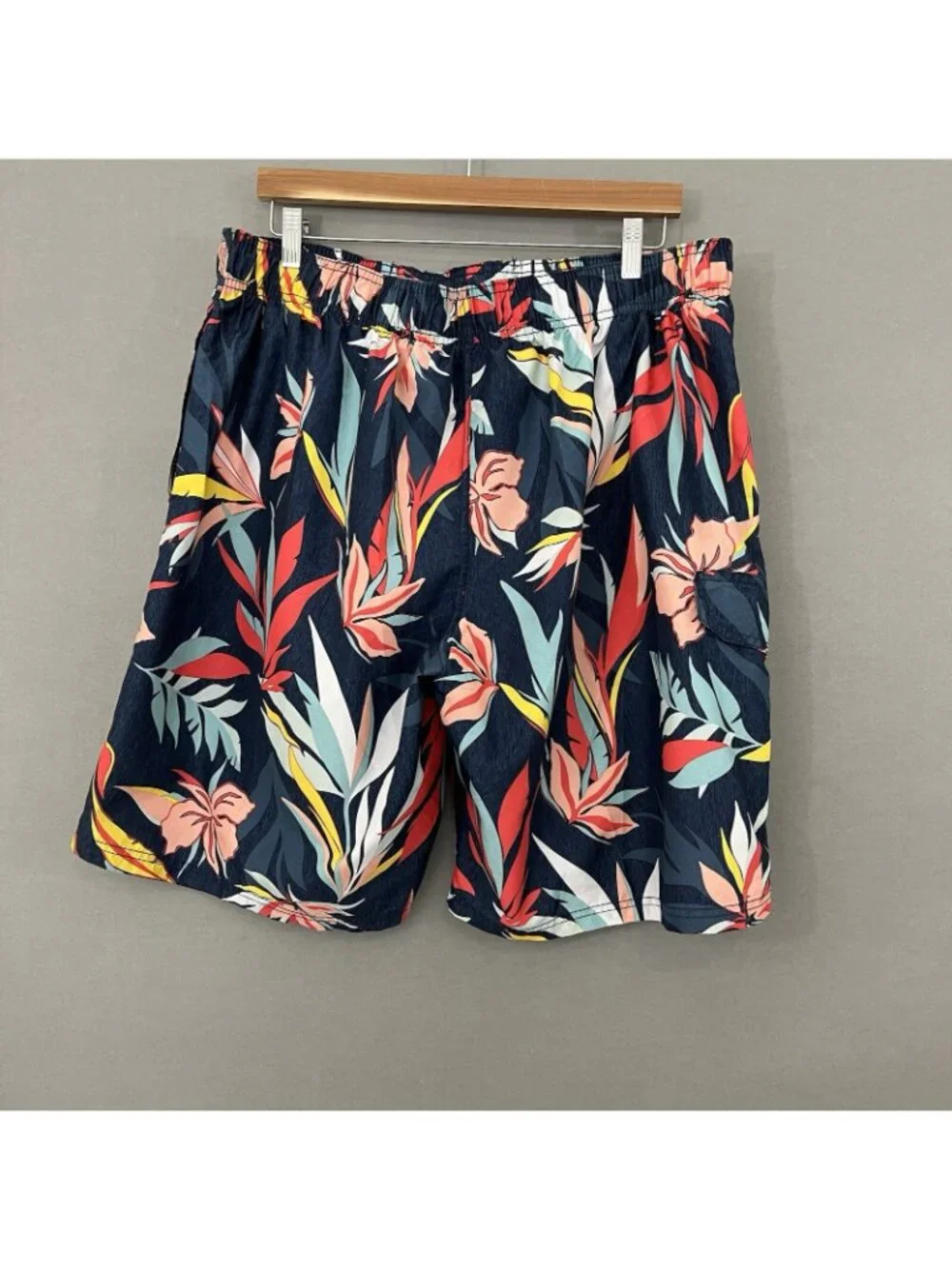 Kanu Surf Blue Floral Tropical Mesh Lined Swim Trunks